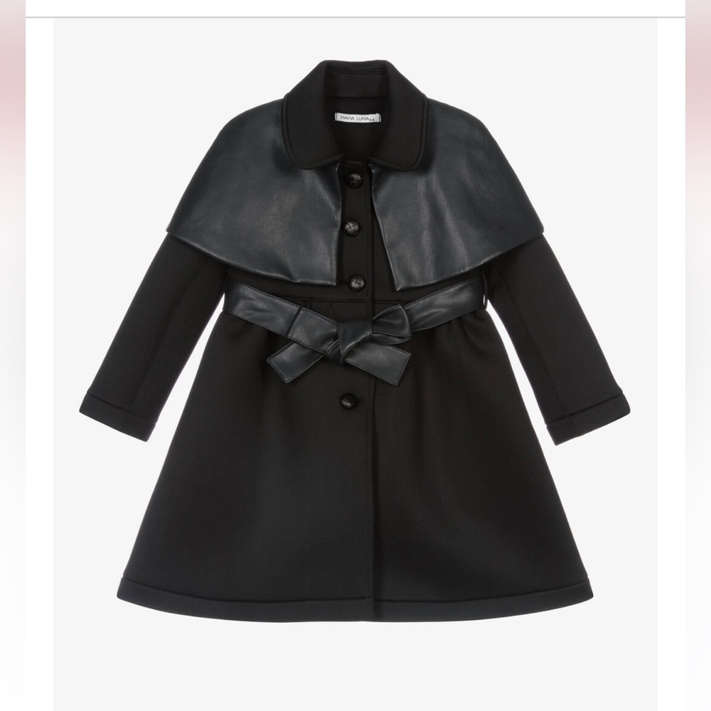 MAMA LUMA Kids Girl 9-10 NEOPRENE & FAUX LEATHER Black COAT READ DESCRIPTION